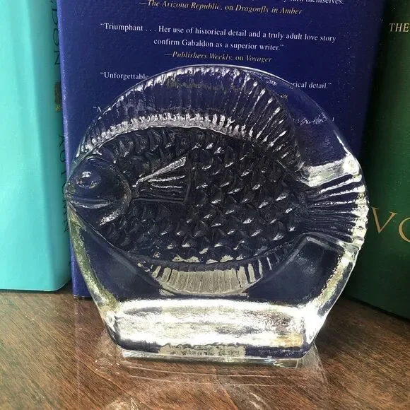 2 Blenko Fish Bookends, Set ofHand-Crafted Vintage